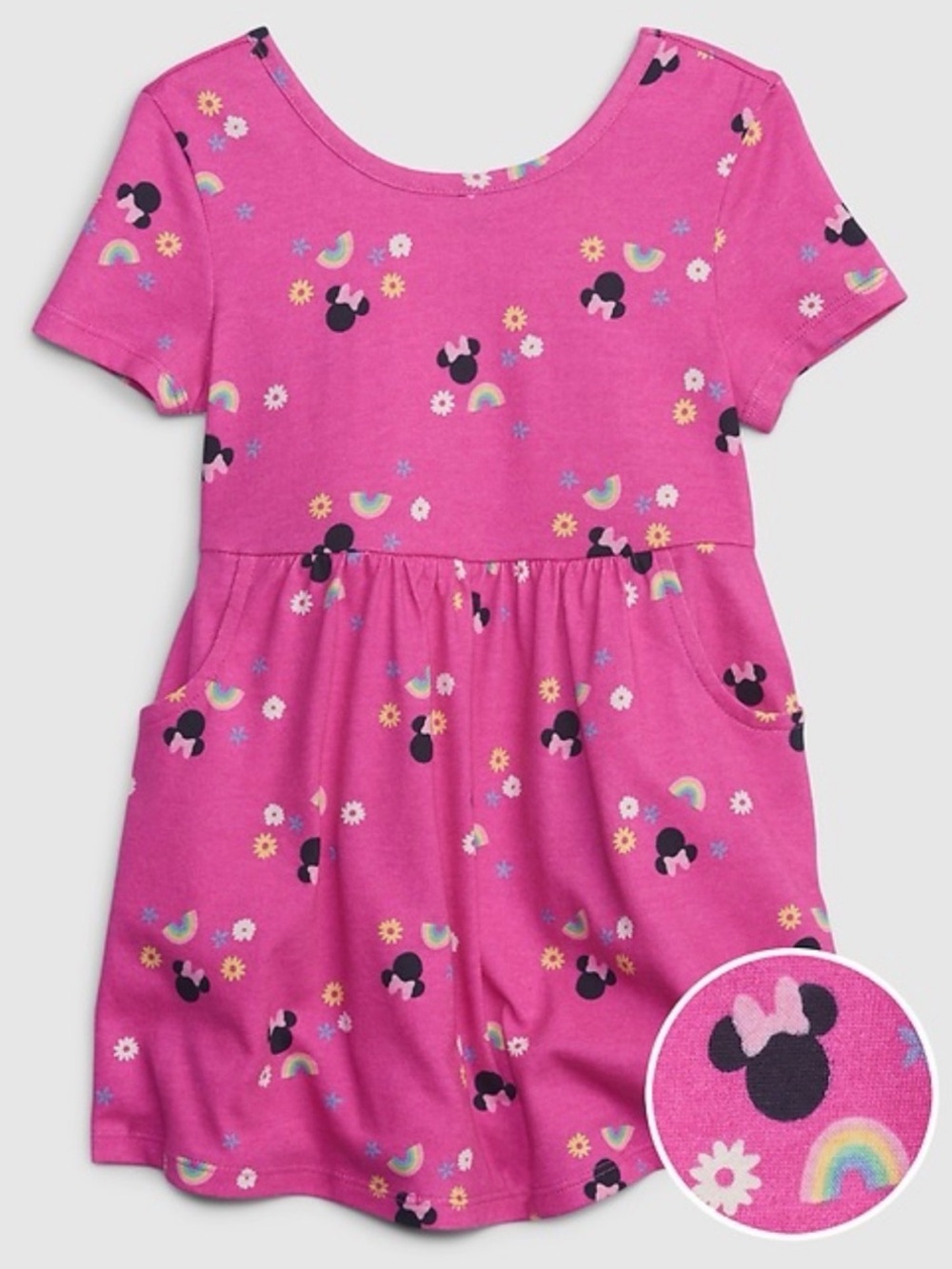 GAP Disney Baby organic Cotton  Toddler Dress in Bright Pink with Disney design